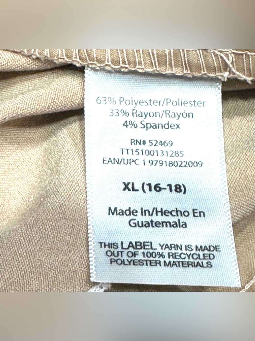 NEW, Time & Tru Tapered Regular Flat Front Tan Ankle Pants Women's 16/18 X-Large - Picture 10 of 13